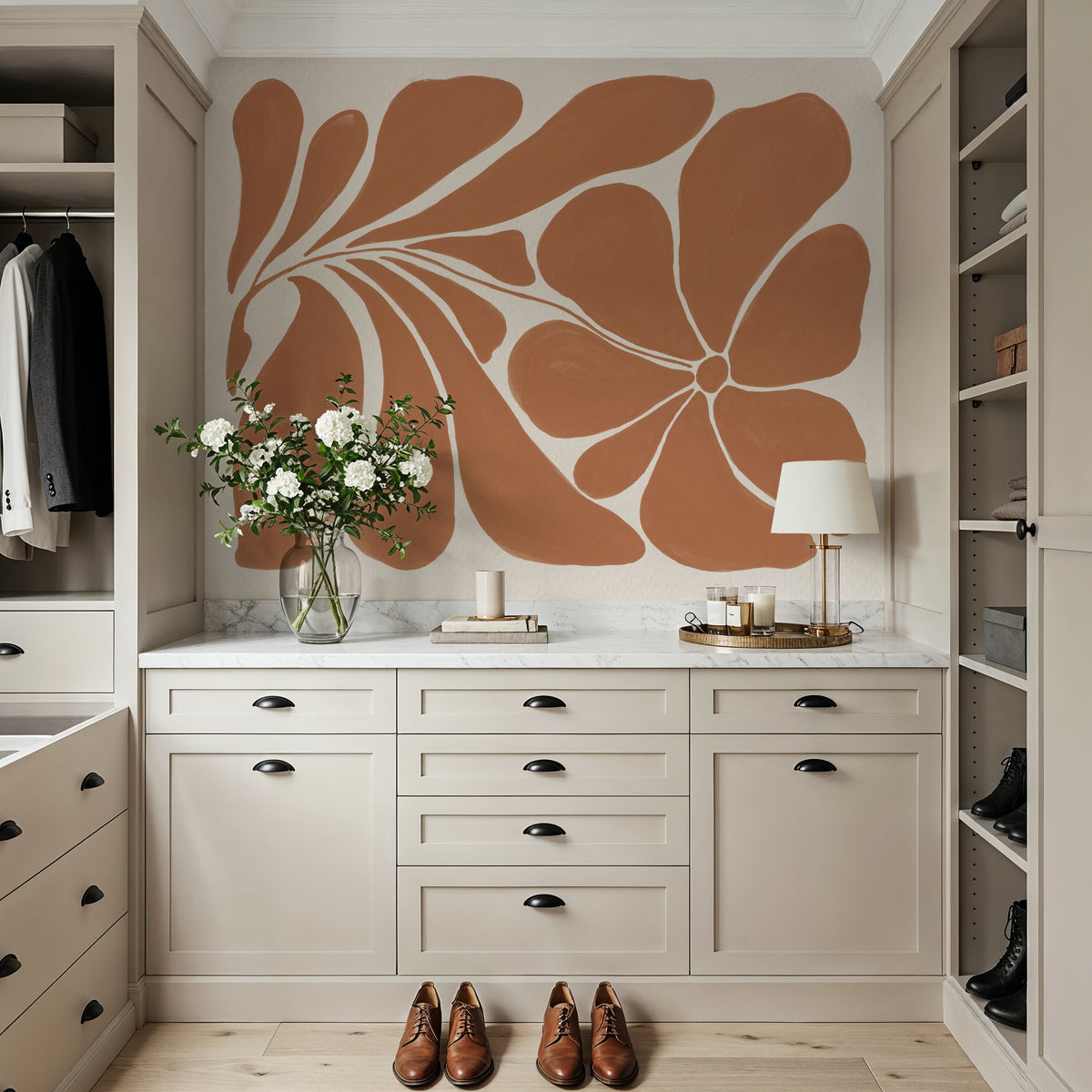 Blooming Joy I Terracotta Mural Wallpaper - room preview 03