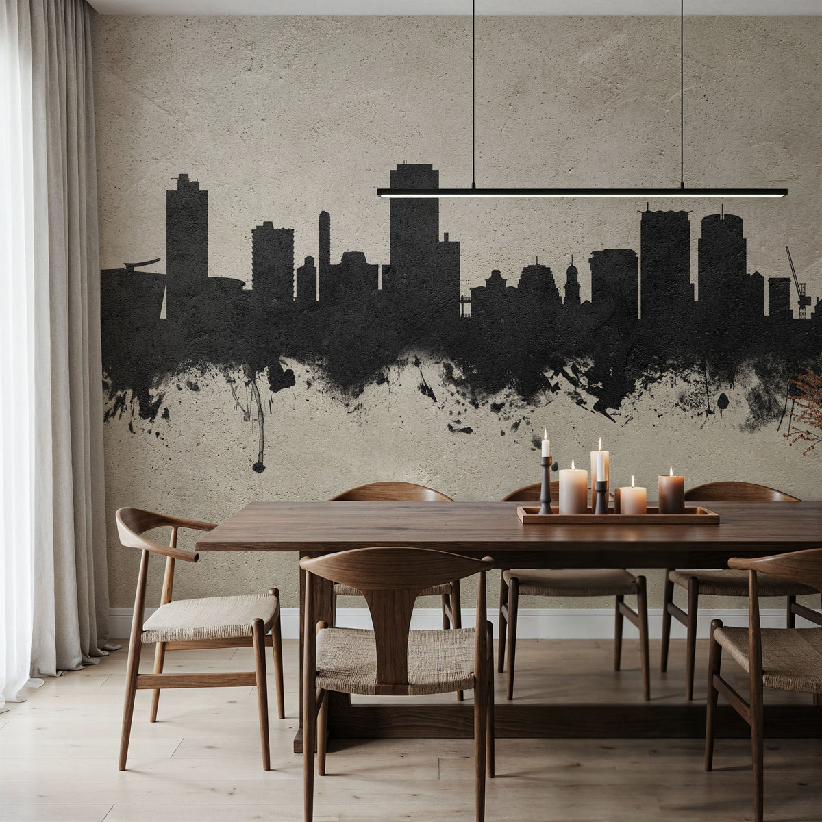 Wellington New Zealand Skyline Concrete Mural Wallpaper - room preview 03