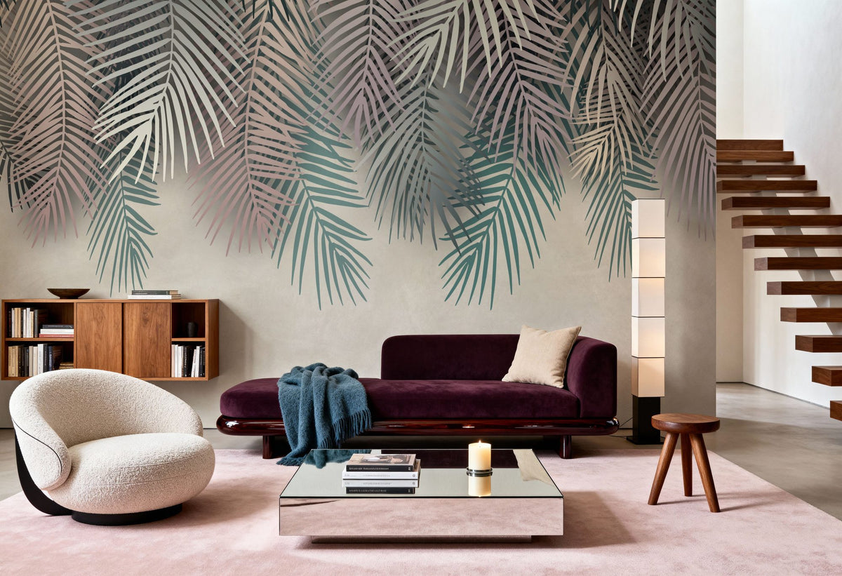 Palms Up Ahead Mural Wallpaper - Neutral Tone - room preview 03