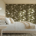 Peony Passion, Khaki Mural Wallpaper - room preview 03