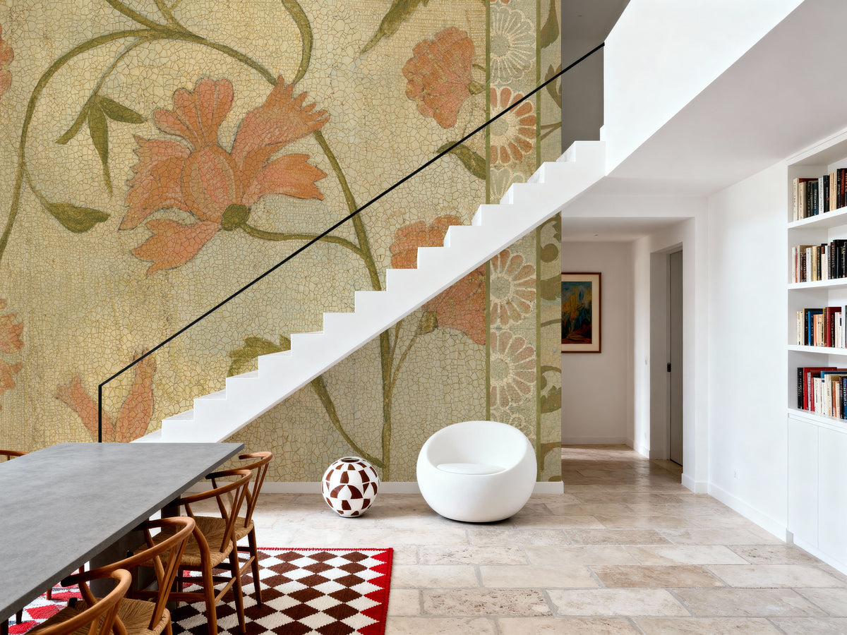 Antique Floral Vine Mural Wallpaper - room preview 03