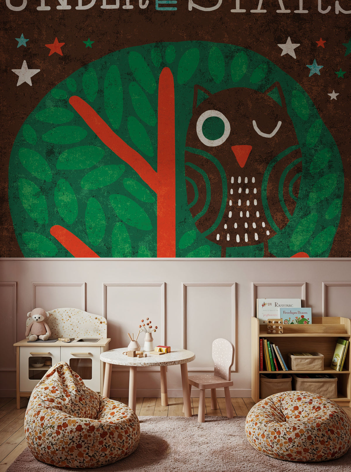 Happy Camper Night Owl Mural Wallpaper - room preview 03