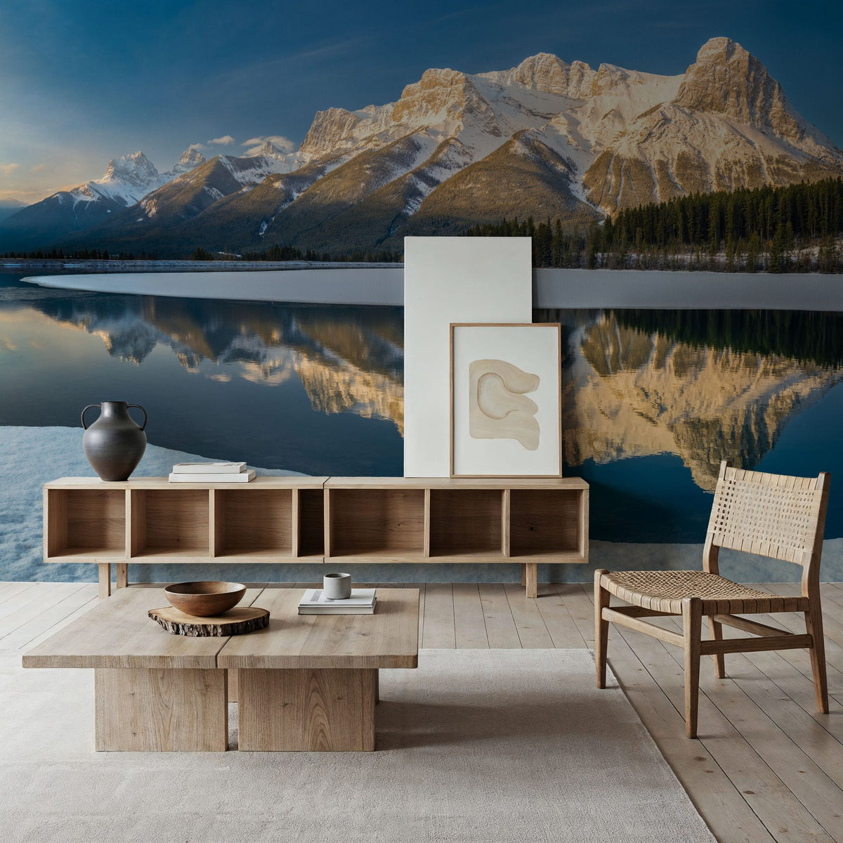Three Sisters Mountain Winter Mural Wallpaper - room preview 03