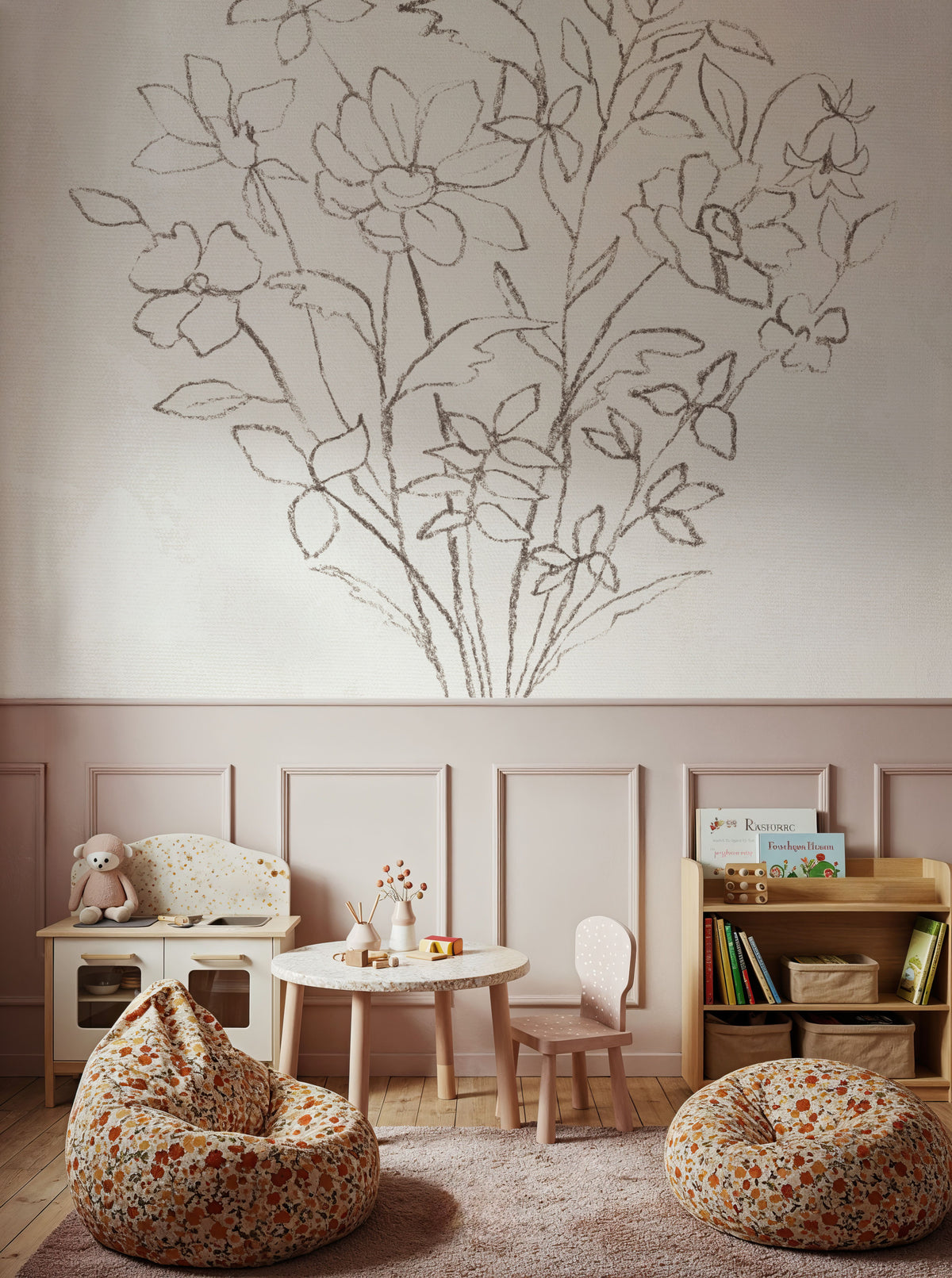 Wild Blooms VII Mural Wallpaper - room preview 03