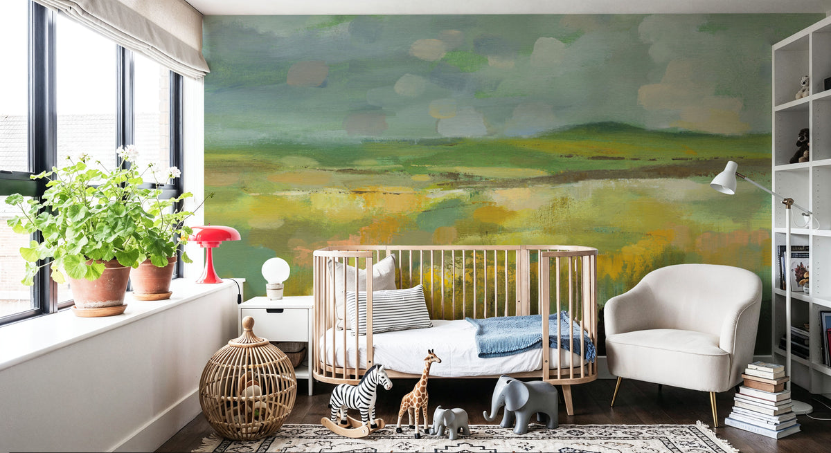 Sunlit Meadow Mural Wallpaper - Warm Tone - room preview 03