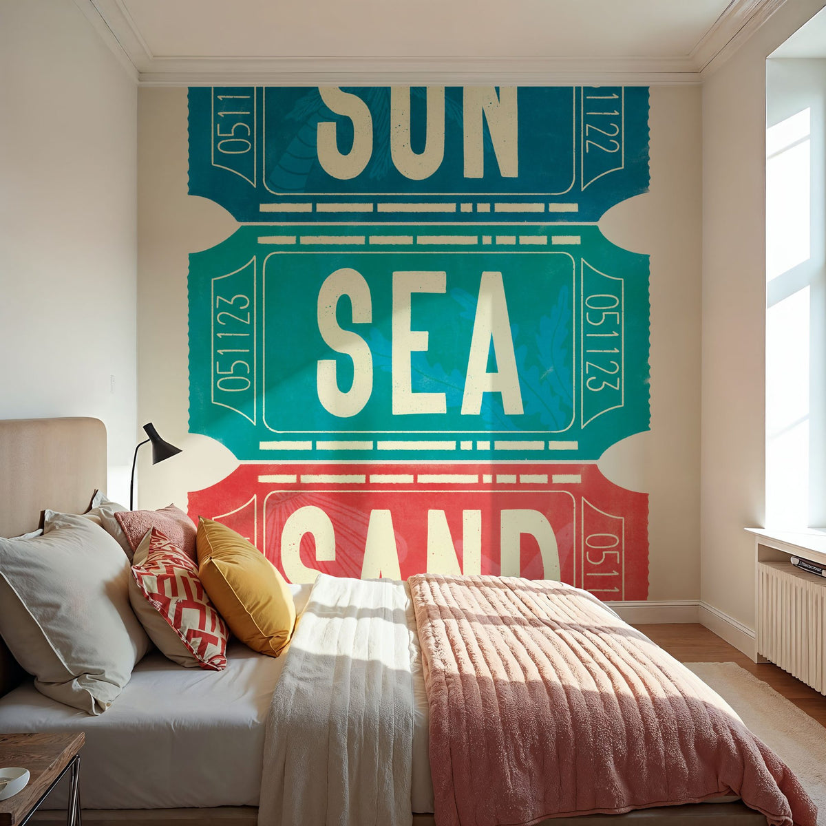 Ticket Stubs Beach Mural Wallpaper - room preview 03