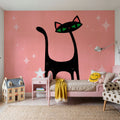 Retro Cat, Pink Mural Wallpaper - room preview 03