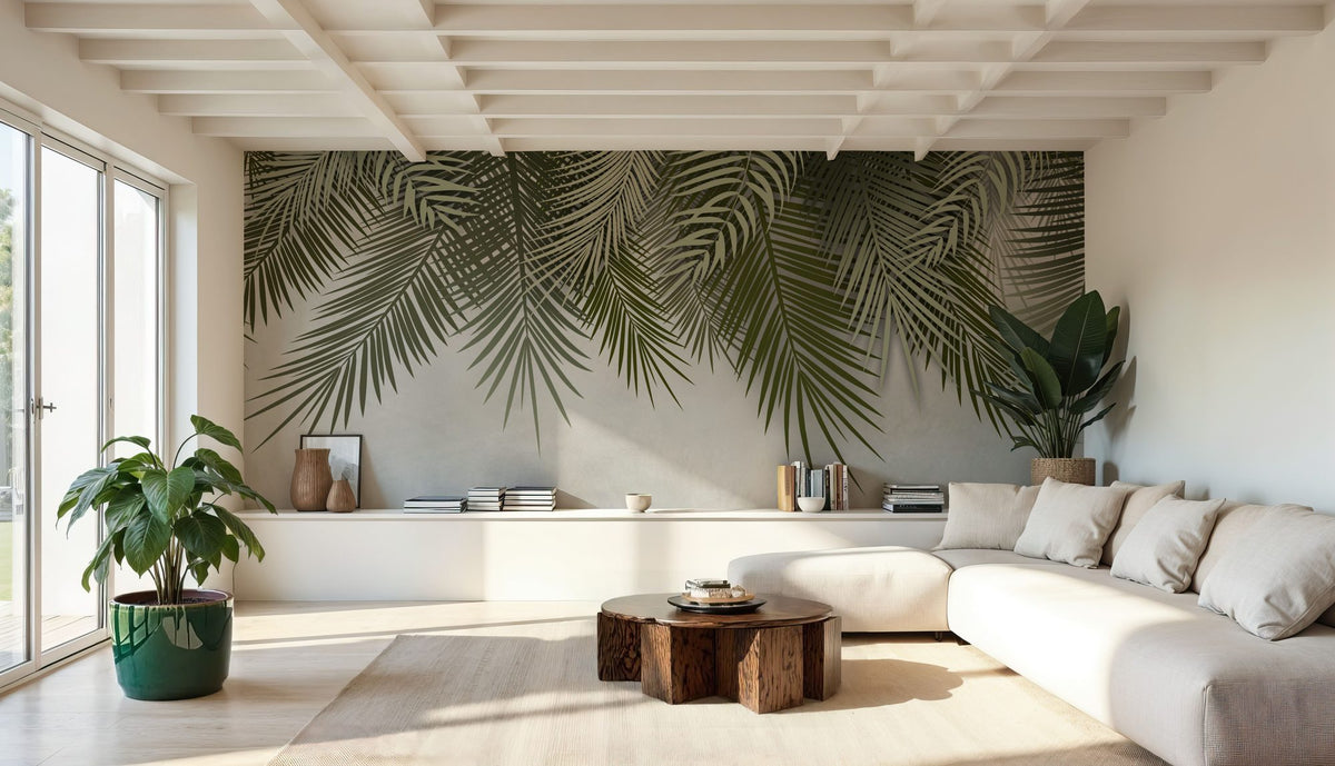 Home Grown Palms Mural Wallpaper - Neutral Tone - room preview 03