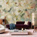 Expressive Pale Floral Mural Wallpaper - room preview 03
