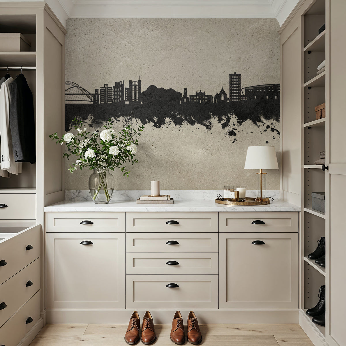 Gateshead England Skyline Concrete Mural Wallpaper - room preview 03