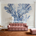 Shibori Coral I on Linen Mural Wallpaper - room preview 03