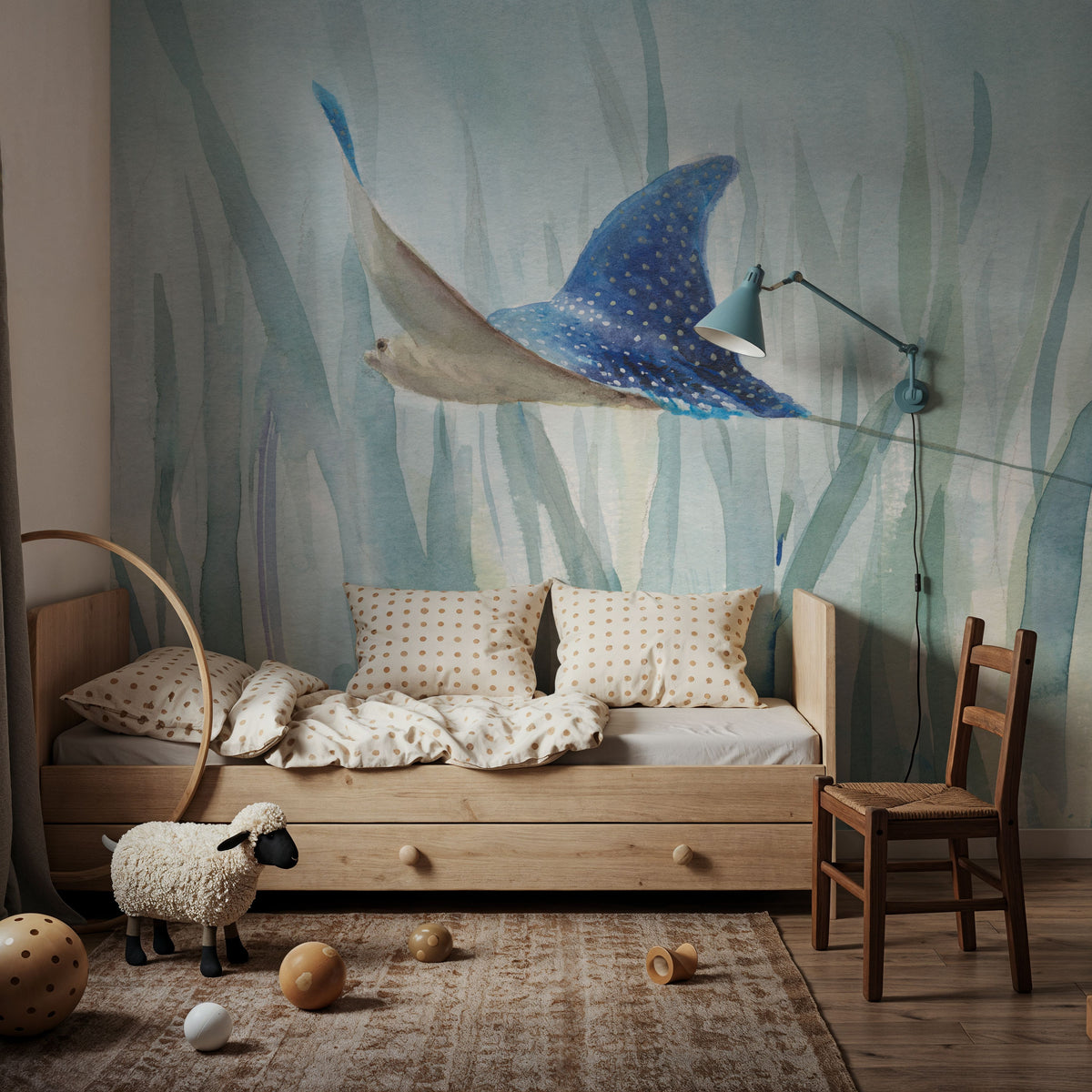 Undersea Ray Mural Wallpaper - room preview 03