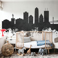 Jacksonville Florida Skyline Black & White Mural Wallpaper - room preview 03