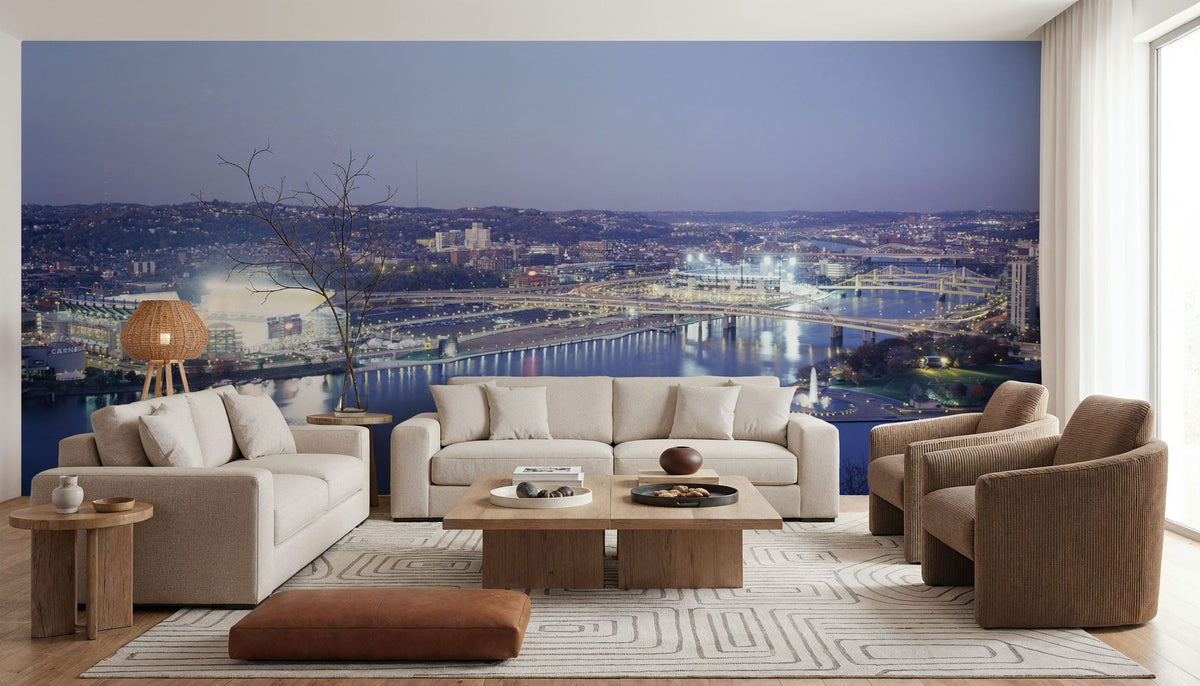 Twilight Riverfront Mural Wallpaper - room preview 03