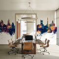 Paisley Skyline Blue & Bronze Mural Wallpaper - room preview 03