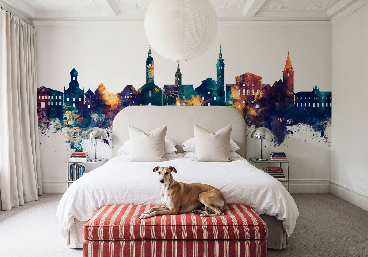 Varaždin Croatia Skyline Blue & Bronze Mural Wallpaper - room preview 03