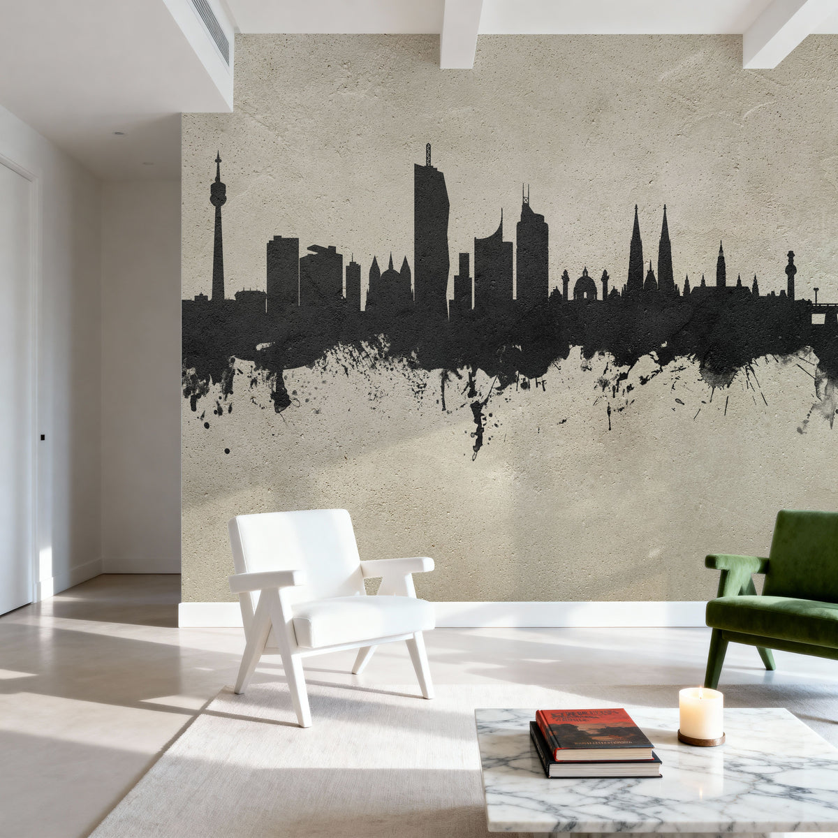 Vienna Austria Skyline Concrete Mural Wallpaper - room preview 03