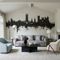 Warwick England Skyline Black & White Mural Wallpaper - room preview 03