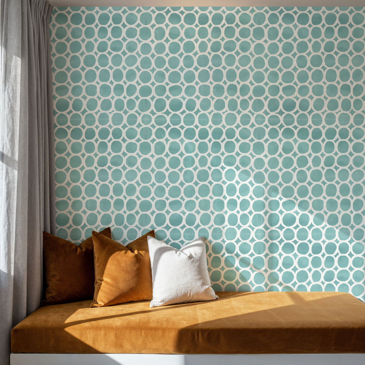 Mixed Blue Circles Inverse Mural Wallpaper - room preview 03