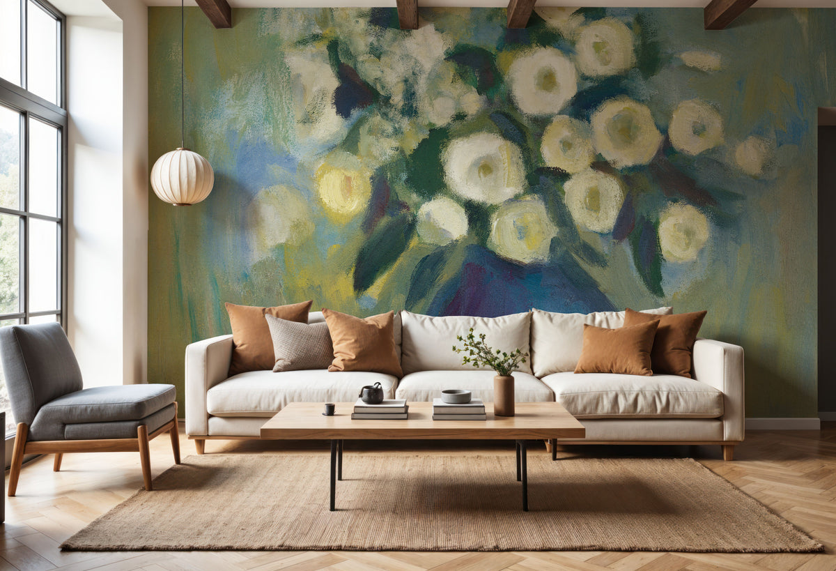 Spring Flowers Mural Wallpaper - Green Tone - room preview 03