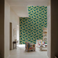 Papillion II, Aqua on Cream Mural Wallpaper - room preview 03