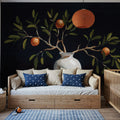 Orange Branches Still Life Mural Wallpaper - room preview 03