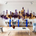 San Francisco Skyline Purple & Gold Mural Wallpaper - room preview 03