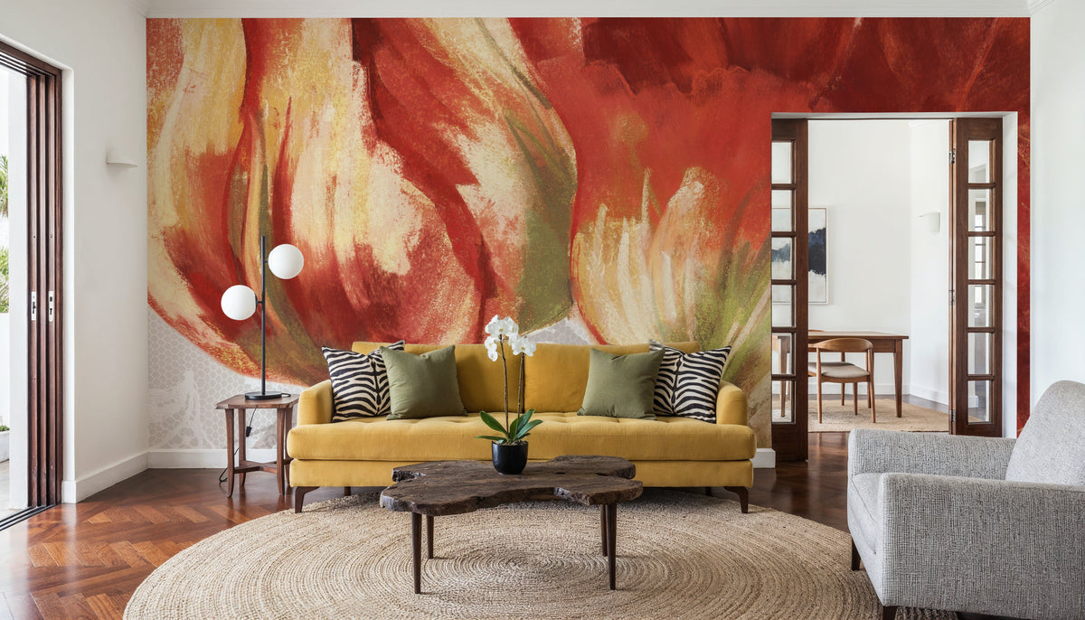Spring Tulips Red I Mural Wallpaper - room preview 03