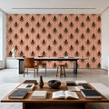 Pine Cone & Ornate Rackets, Peach Mural Wallpaper - room preview 03