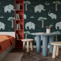 Elephant Greetings Illustration Mural Wallpaper - room preview 03
