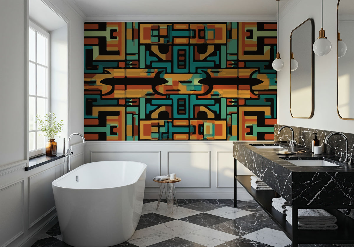 Map of Pyramids Mural Wallpaper - room preview 03