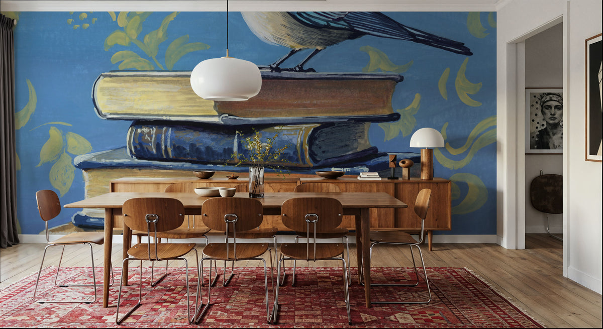 Early Bird Bookworm Mural Wallpaper - room preview 03
