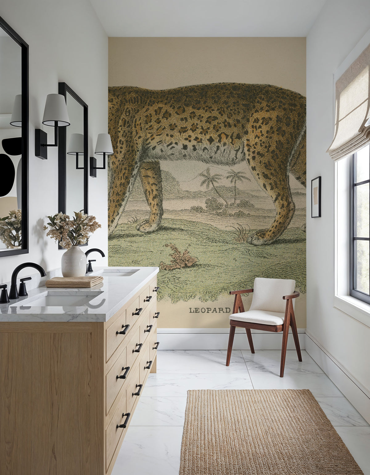 Vintage Leopard Mural Wallpaper - room preview 03