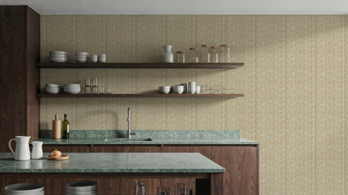 Faux Cloth Texture, Blonde Mural Wallpaper - room preview 03