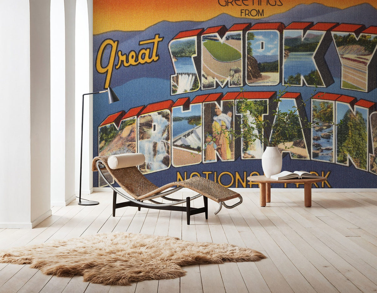 Greetings From Smokey Mountains Mural Wallpaper - room preview 03
