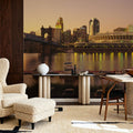 Riverfront Sunset Panorama Mural Wallpaper - room preview 03