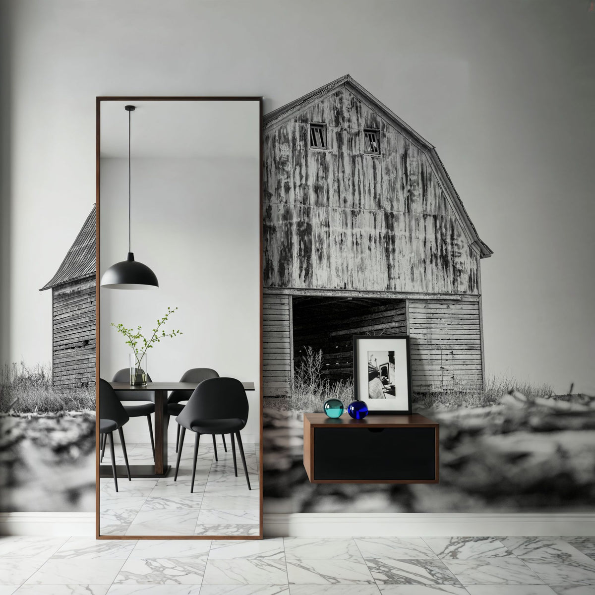 Old Route 66 Barn Mural Wallpaper - room preview 03