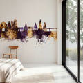 Pandharpur India Skyline Purple & Gold Mural Wallpaper - room preview 03