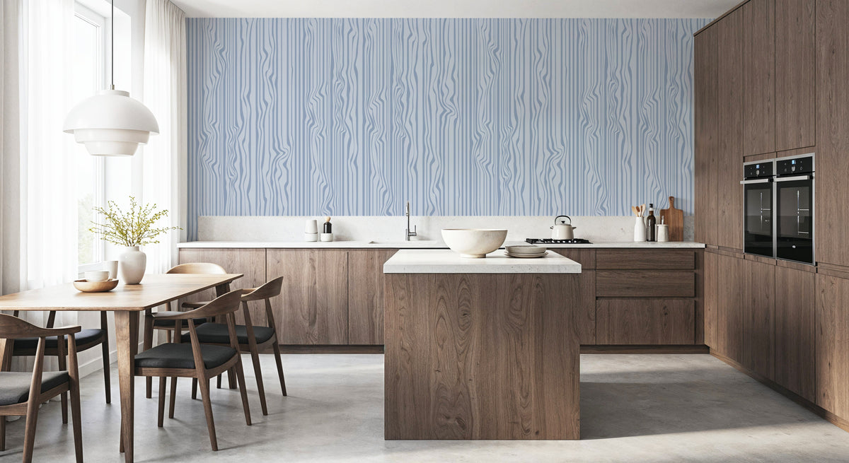 Veneer Lines, Blue Mural Wallpaper - room preview 03
