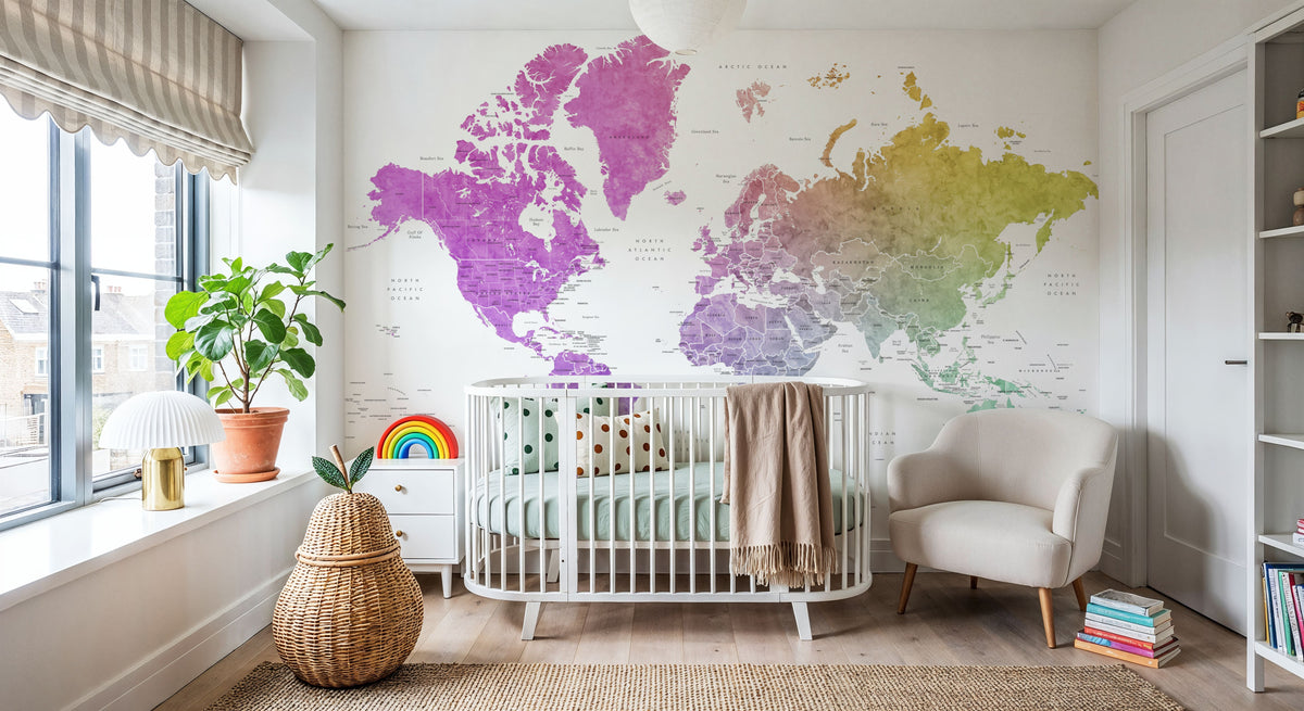 World Map - Leo Mural Wallpaper - room preview 03