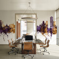 Rennes France Skyline Purple & Gold Mural Wallpaper - room preview 03