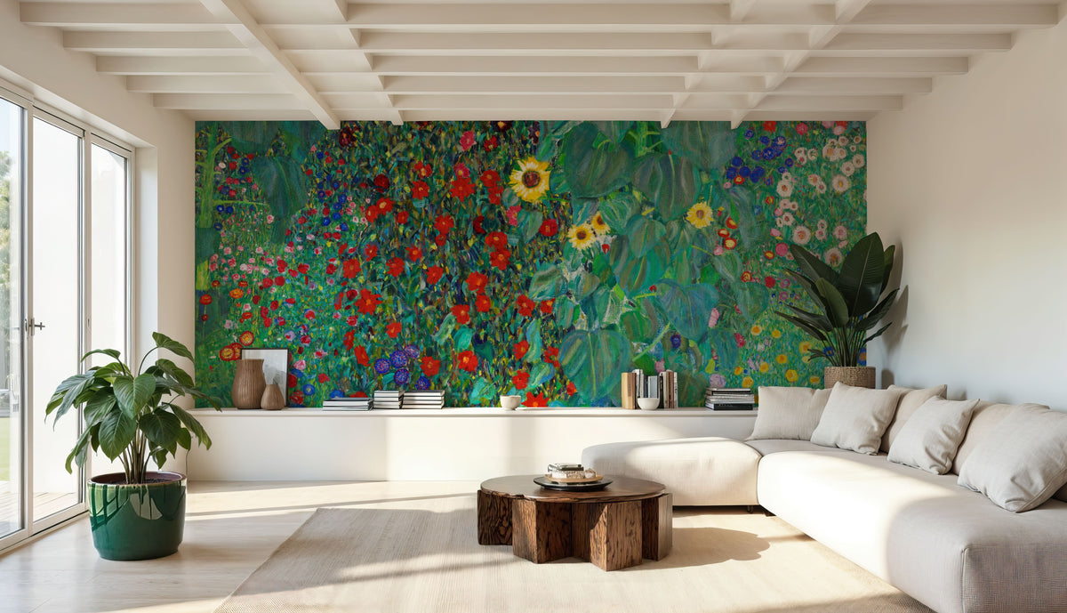 Farm Garden with Sunflowers Mural Wallpaper - room preview 03