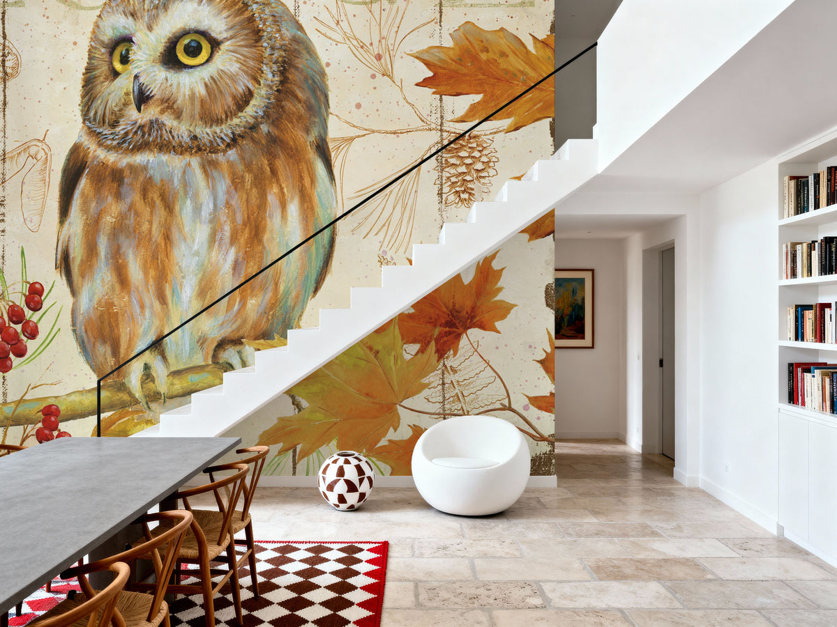 Owl Lodge II Mural Wallpaper - room preview 03