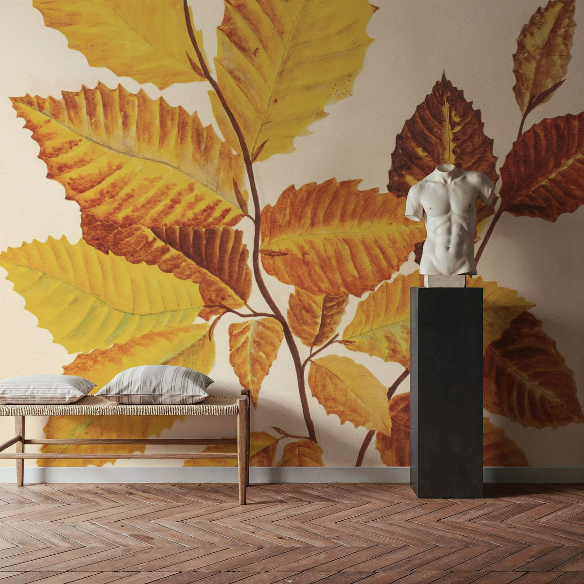 Fall Leaves IV Muted Mural Wallpaper - room preview 03