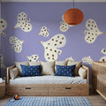 Birds Flying High, Periwinkle Mural Wallpaper - room preview 03