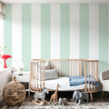 Circus Stripes, Mint Green Mural Wallpaper - room preview 03