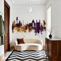 Lisbon Portugal Skyline Purple & Gold Mural Wallpaper - room preview 03