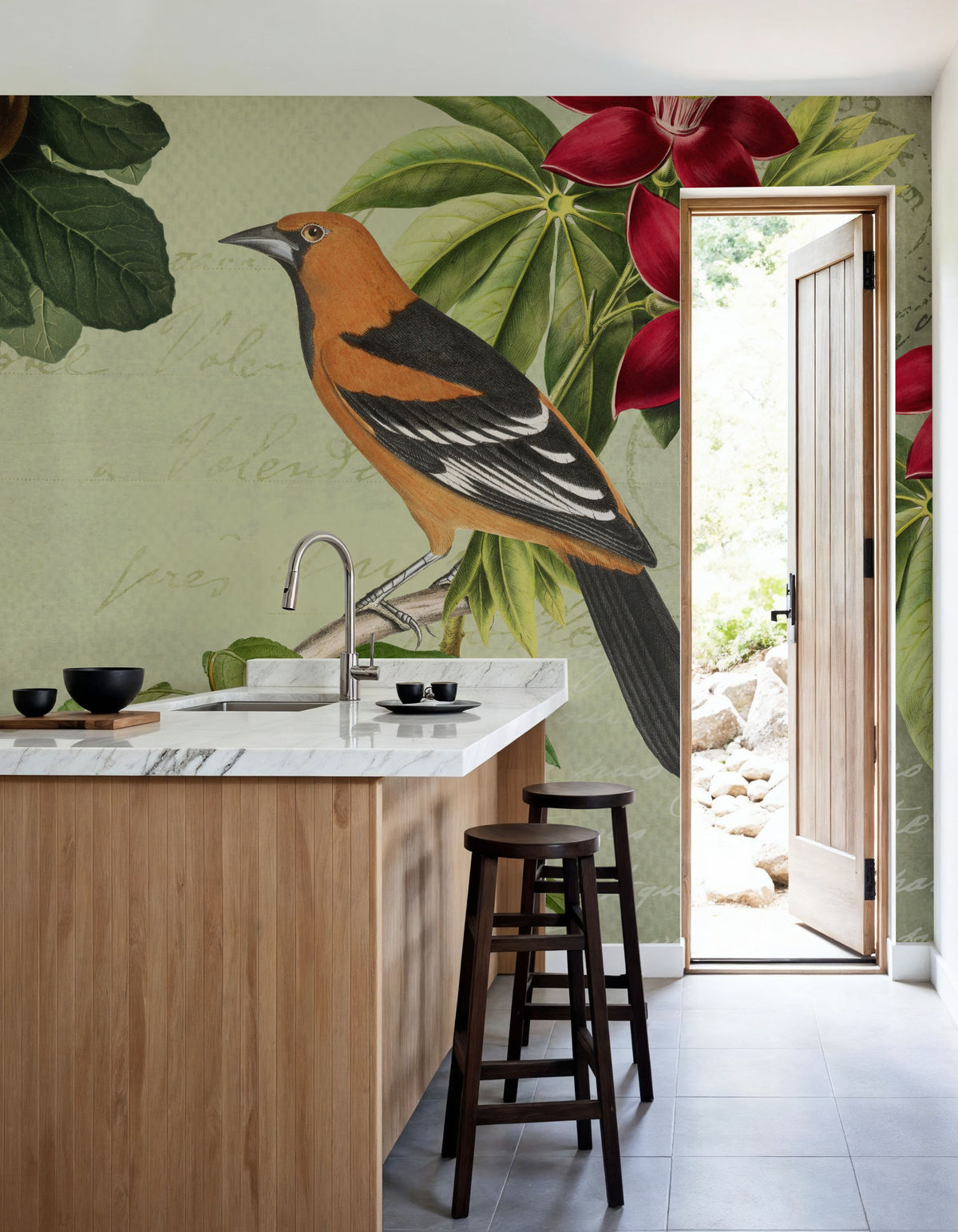 Vintage Birds Mural Wallpaper - room preview 03