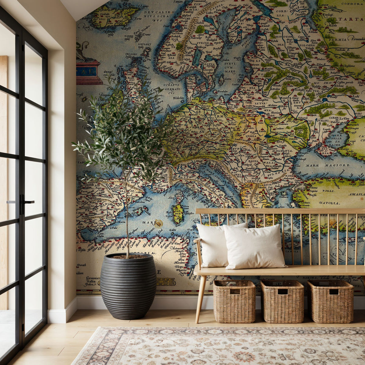 Dwellpaper Old Map of Europe, 1570 Mural Wallpaper image 3