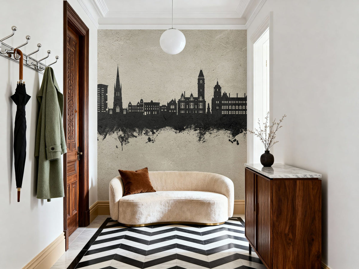 Wakefield England Skyline Concrete Mural Wallpaper - room preview 03